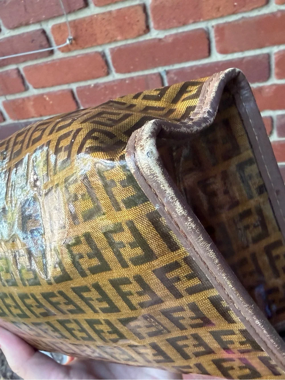Vintage Fendi Brown Zucca Logo Clutch/Travel Pouch